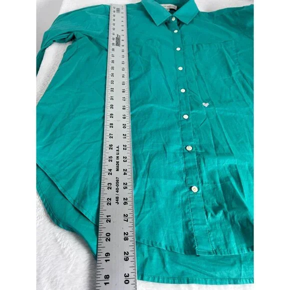 Kerri Rosenthal Womens Patchwork Love Mia Shirt XL Green Button Down Long Sleeve - Picture 10 of 10